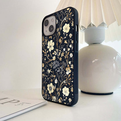 Golden Botanical On Navy Glass Case