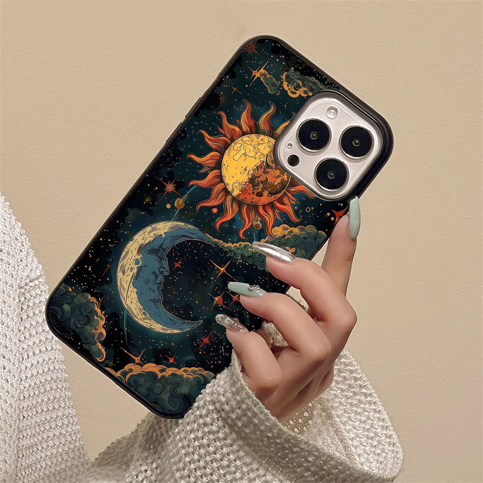 Sun Moon Magic Design Glass Case