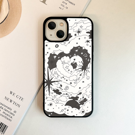 Whimsical Galaxy Sketch Glass Case