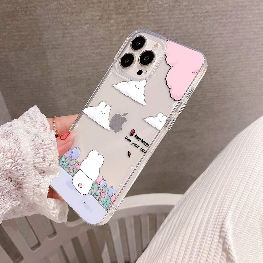 Rabbit with Clouds Clear Silicon Case Cover