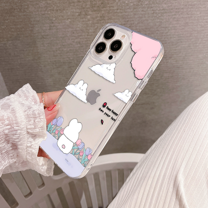 Rabbit with Clouds Clear Silicon Case Cover