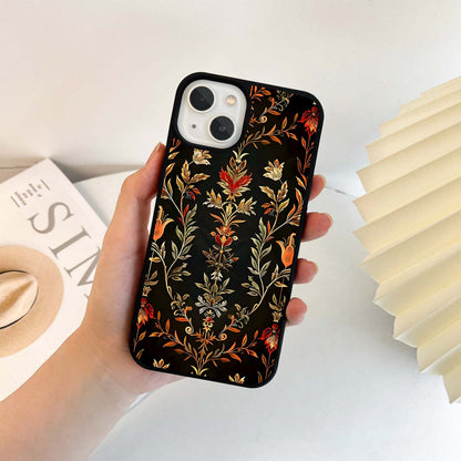 Golden Floral Elegance Glass Case