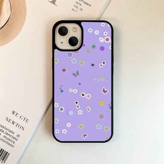 Lavender Sticker Love Glass Case