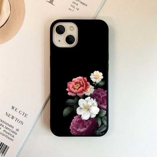 Floral Bouquet On Black Glass Case