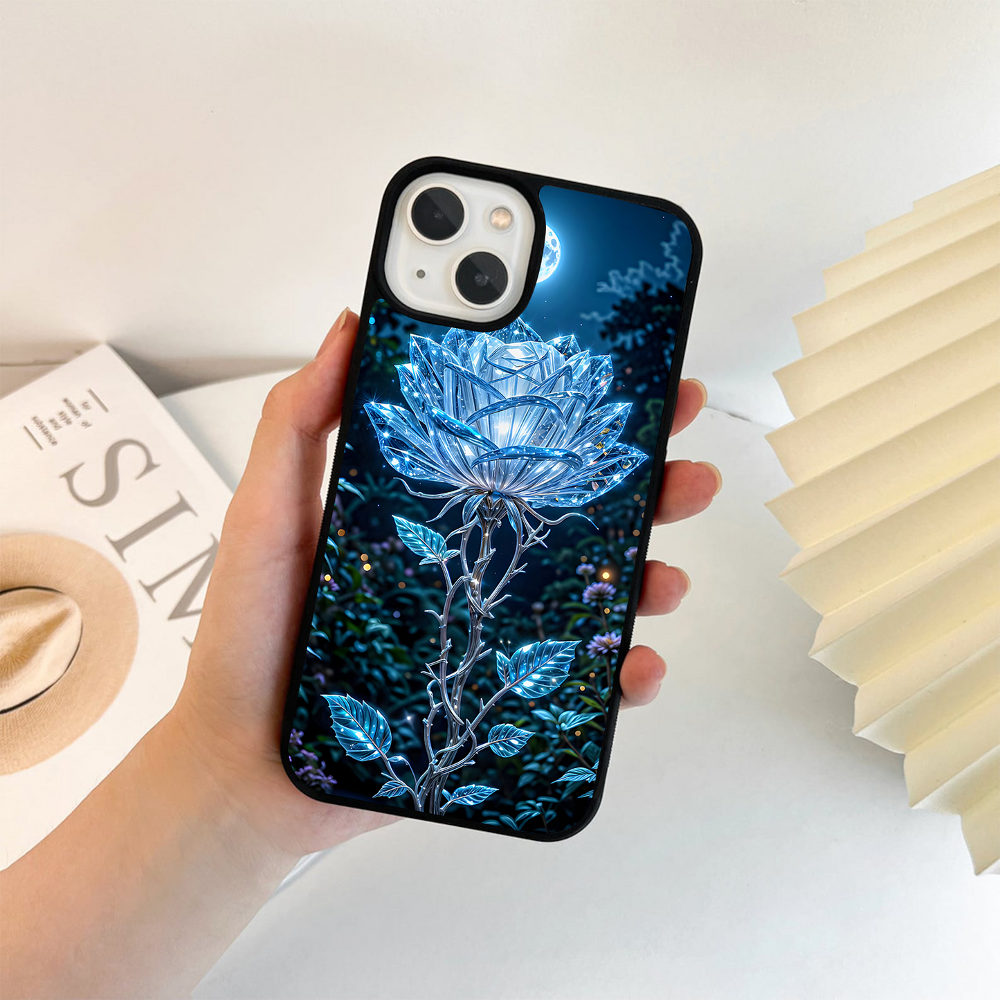 Crystal Moon Lotus Glass Case