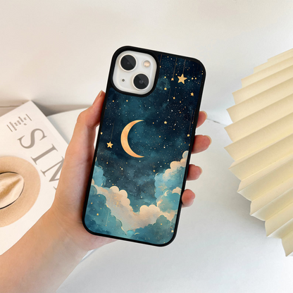 Crescent Galaxy Moon Glass Case