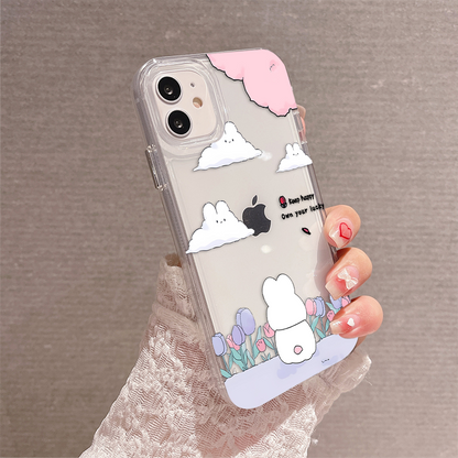 Rabbit with Clouds Clear Silicon Case Cover