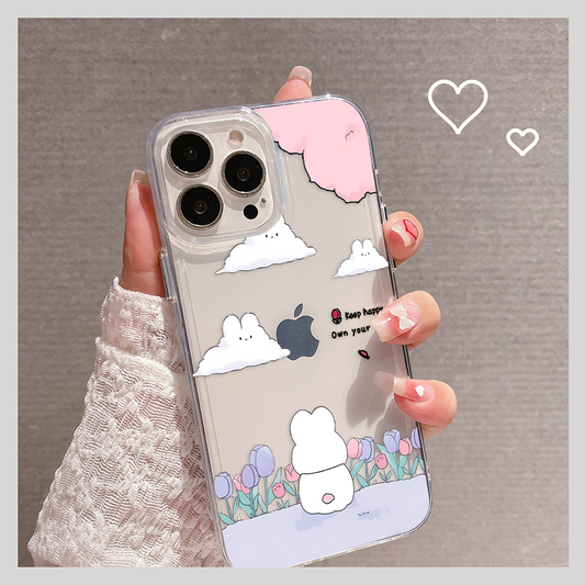 Rabbit with Clouds Clear Silicon Case Cover