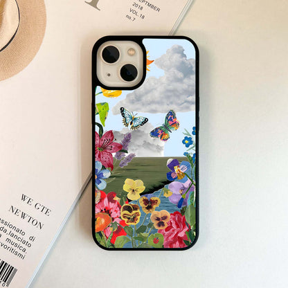 Floral Meadow Skies Glass Case