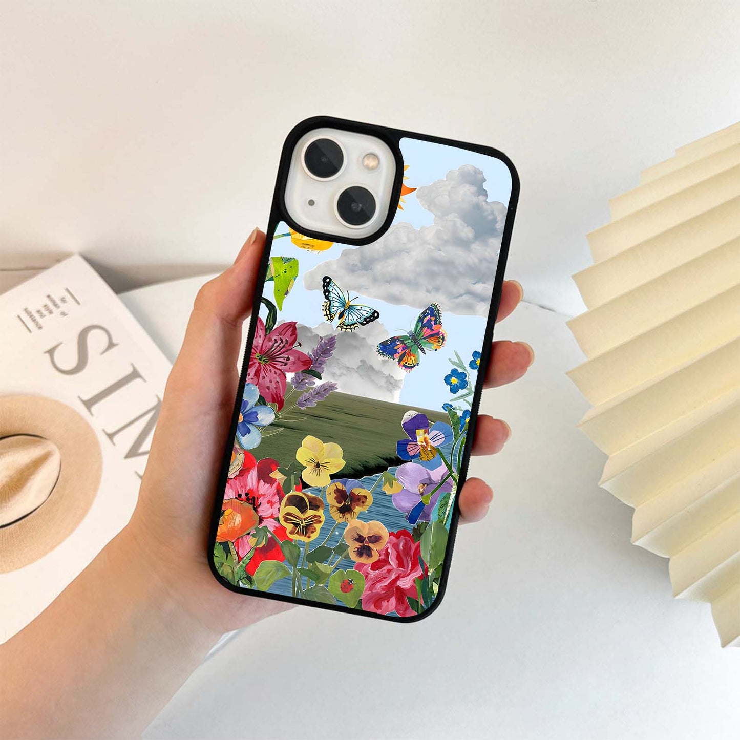 Floral Meadow Skies Glass Case