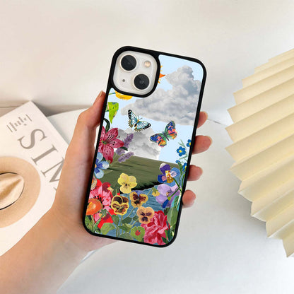 Floral Meadow Skies Glass Case