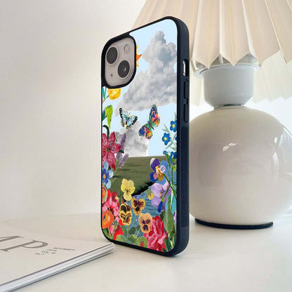 Floral Meadow Skies Glass Case