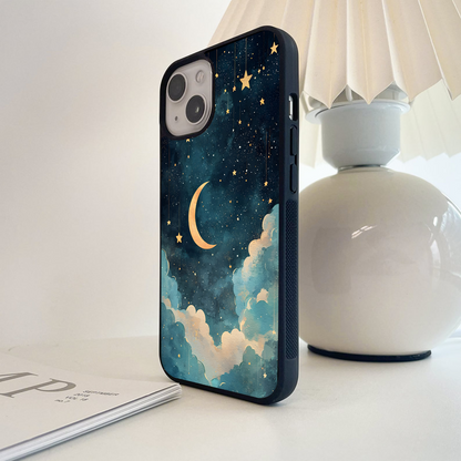 Crescent Galaxy Moon Glass Case
