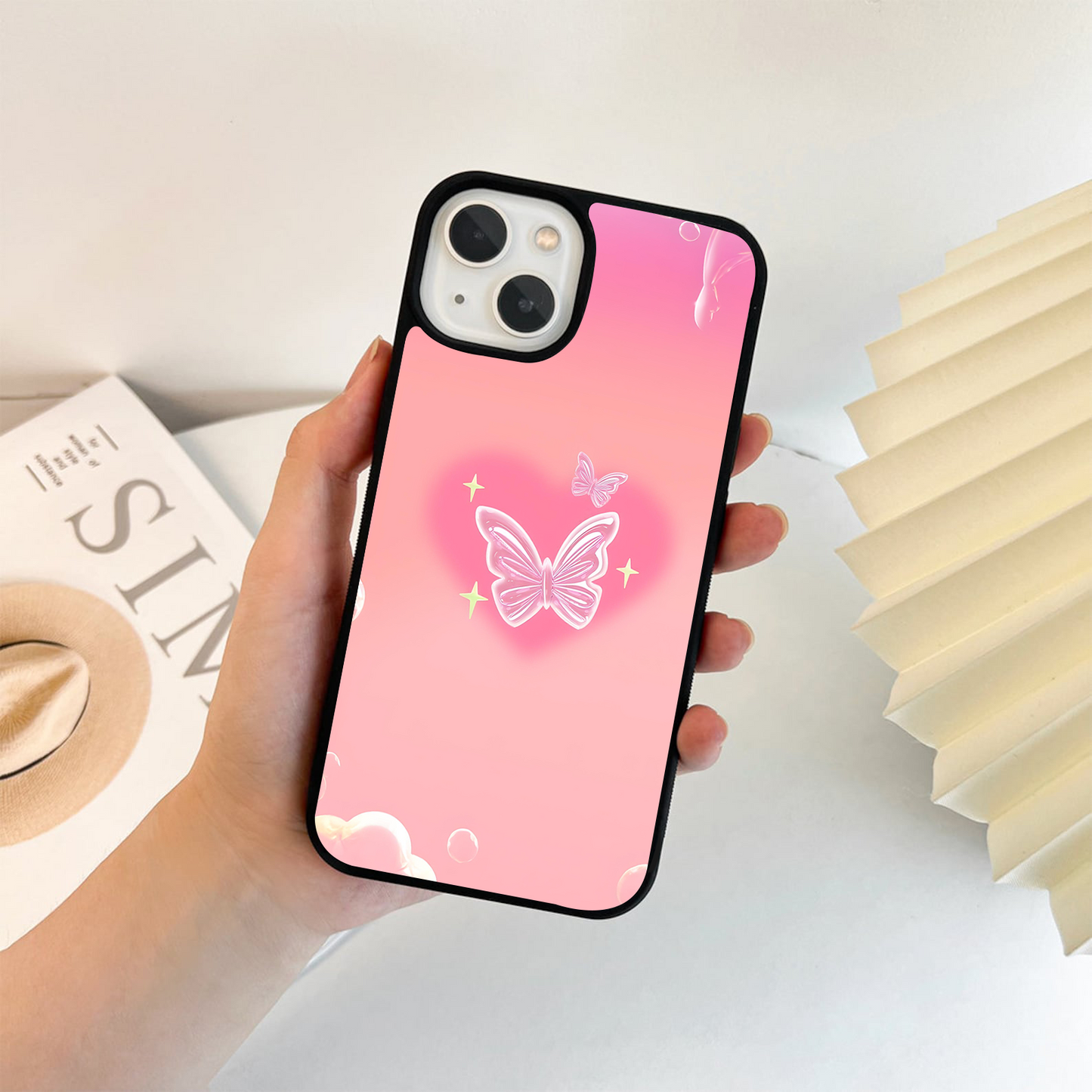 Butterfly Heart Wings Glass Case