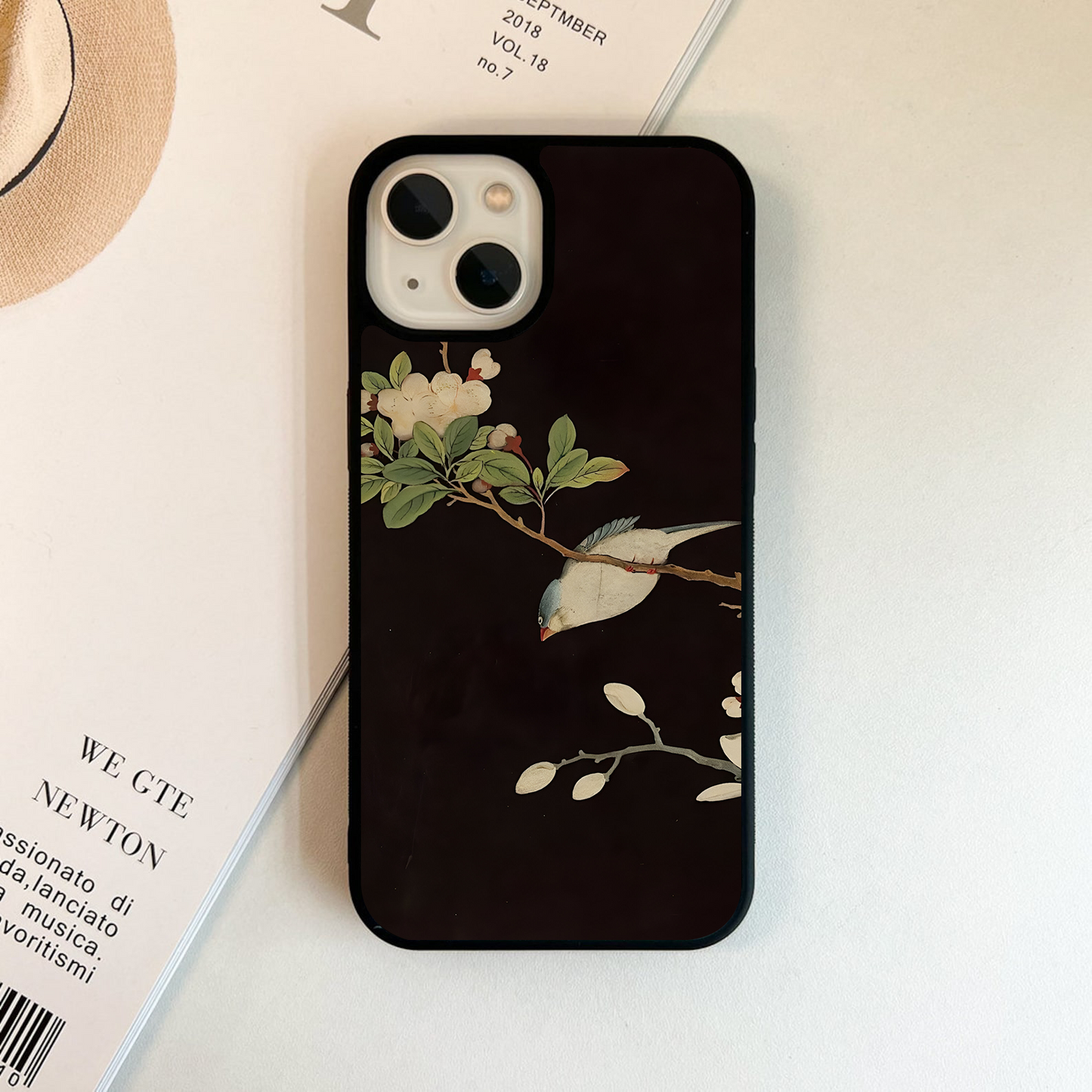 Chirping Blossom Branch Glass Case