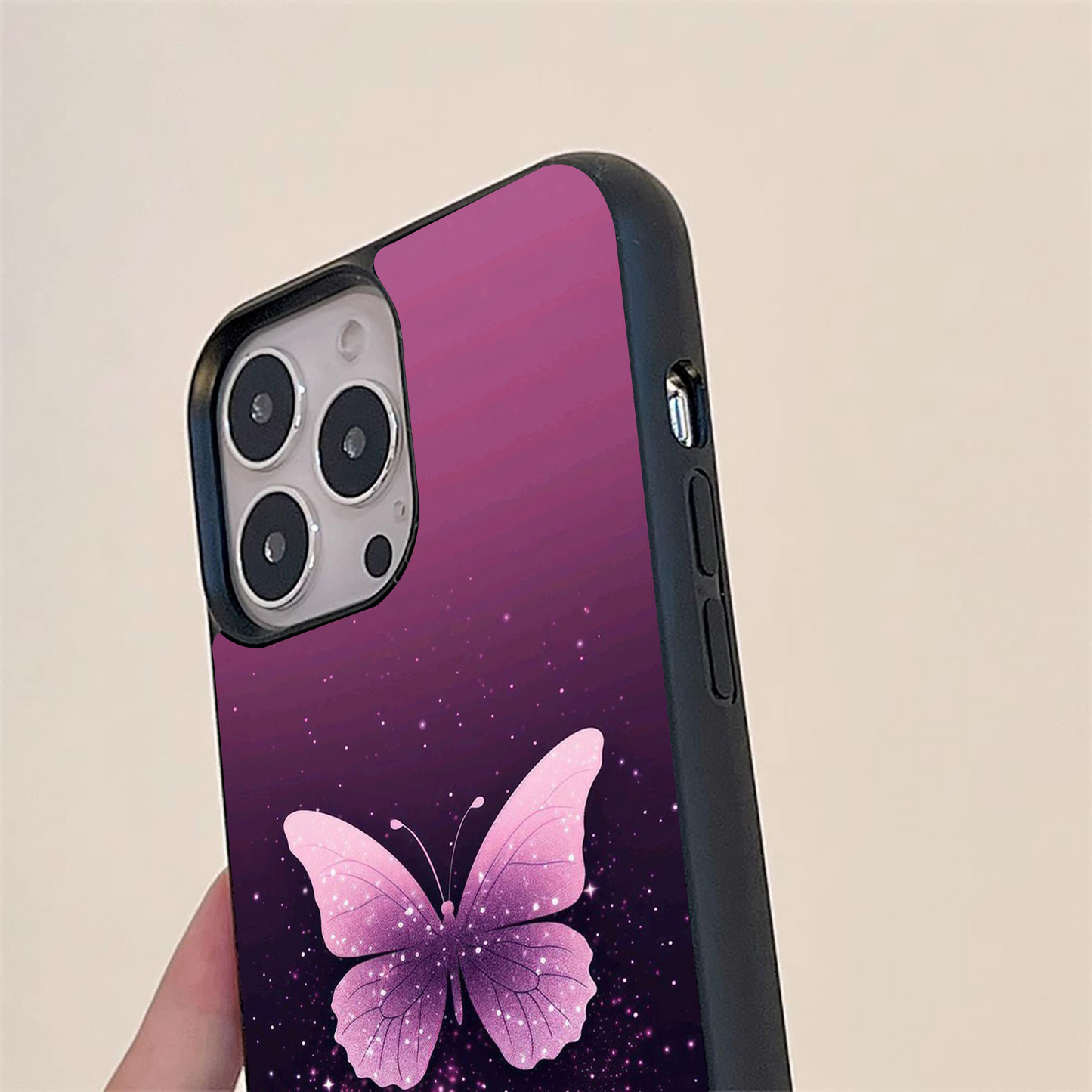 Cute Stary Butterfly Glass Case