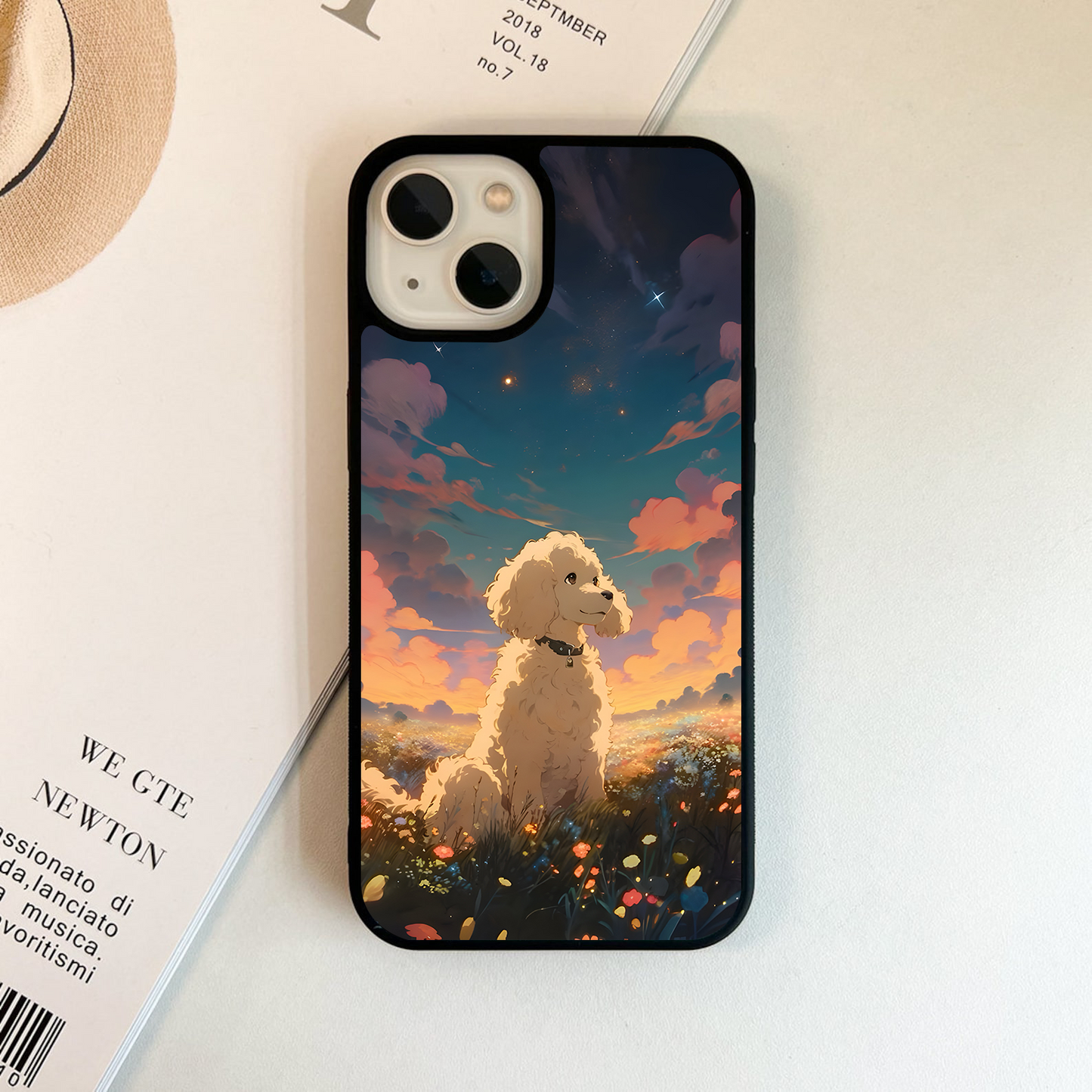 Cute Curly Dog Glass Case