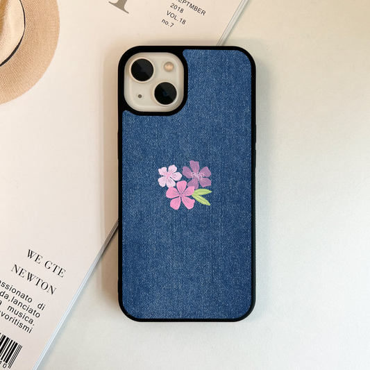 Denim Petal Charm Glass Case