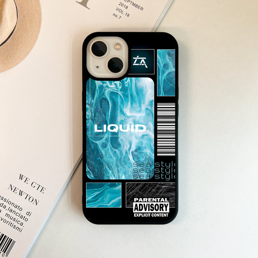 Liquid Blue Marble Glass Case