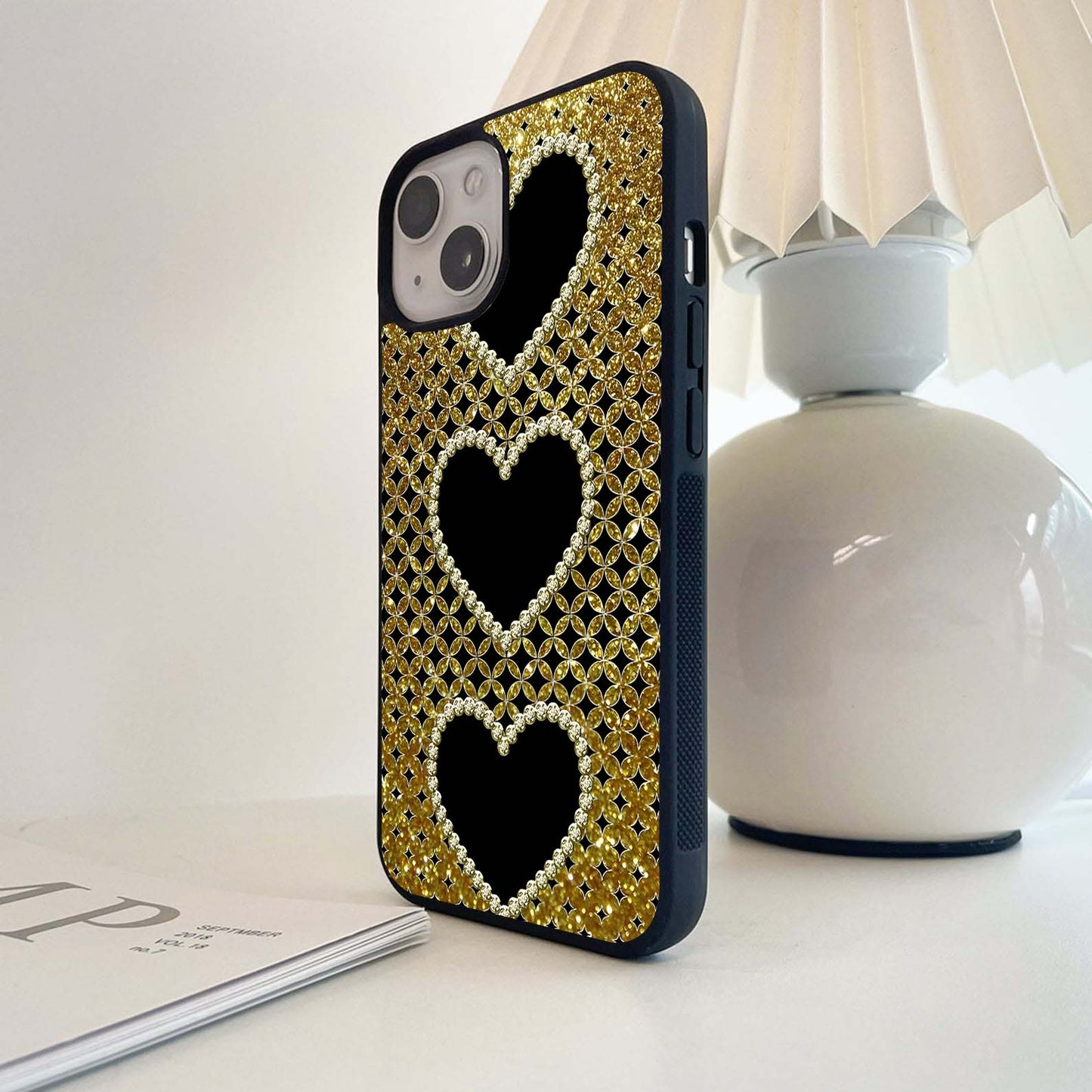 Golden Heart Glow Glass Case