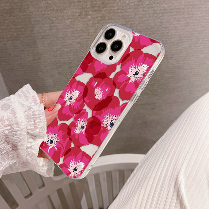 Pink Bloomig Flower Clear Silicon Case Cover