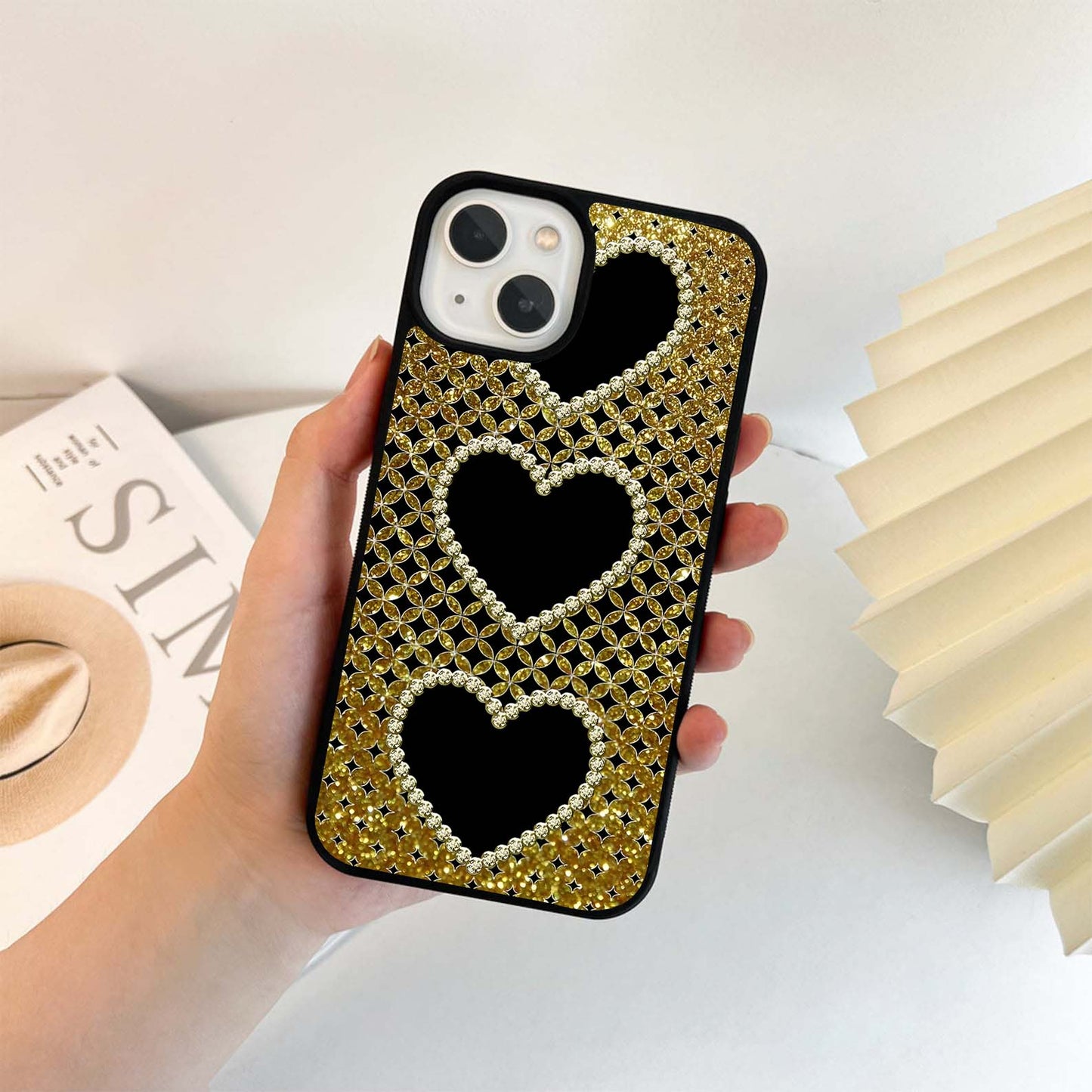 Golden Heart Glow Glass Case