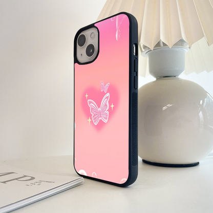 Butterfly Heart Wings Glass Case