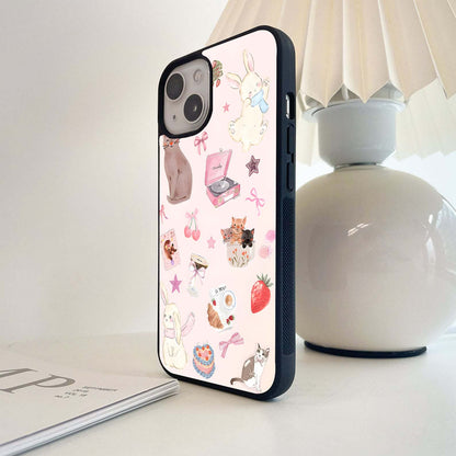 Pastel Bunny & Cat Dreams Glass Case