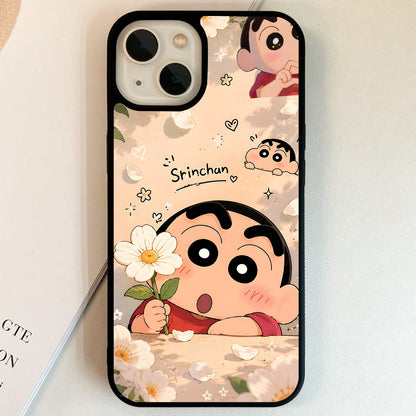 Floral Cute Shinchan Glass Case