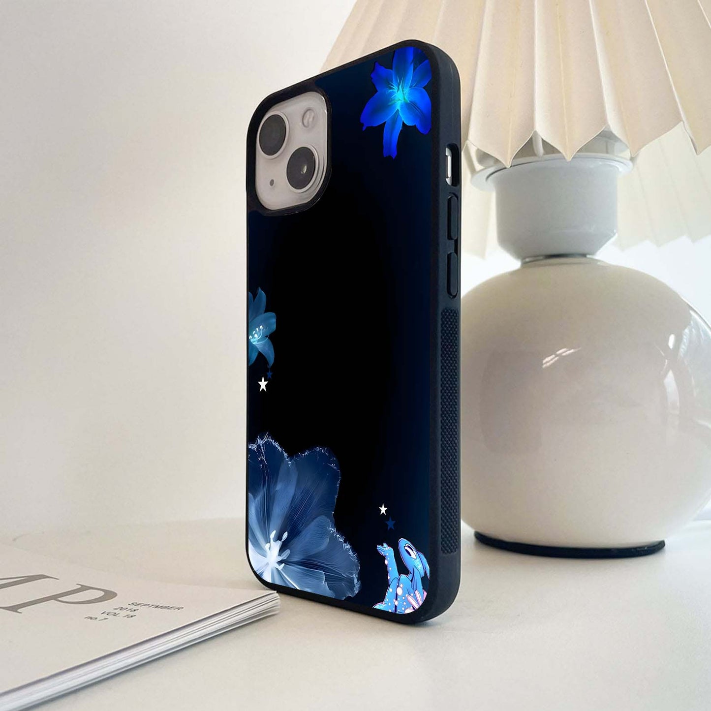 Blue Dream Flowers Glass Case