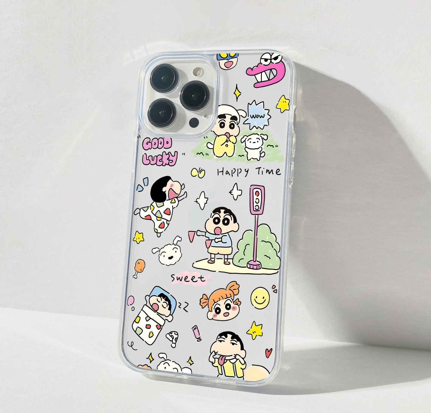 Cute Doodle Shinchan Clear Silicon Cover