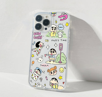 Cute Doodle Shinchan Clear Silicon Cover