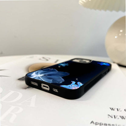 Blue Dream Flowers Glass Case