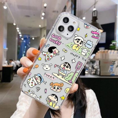 Cute Doodle Shinchan Clear Silicon Cover