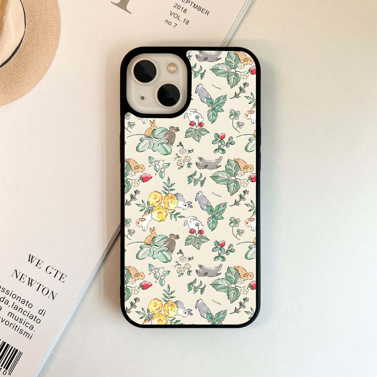 Bunny Garden Whimsy Glass Case