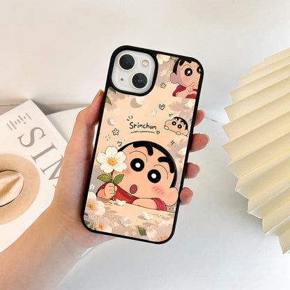 Floral Cute Shinchan Glass Case
