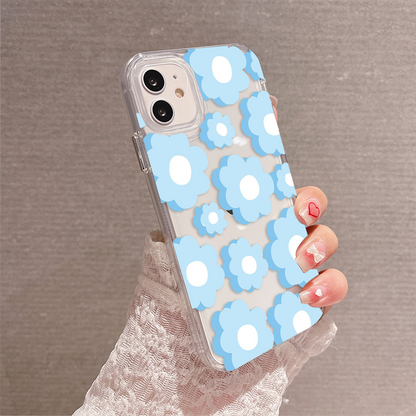 Lovely Blue Flower Clear Silicon Case Cover