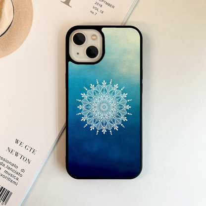 Blue Sky with Mandala Pattern Glass Case