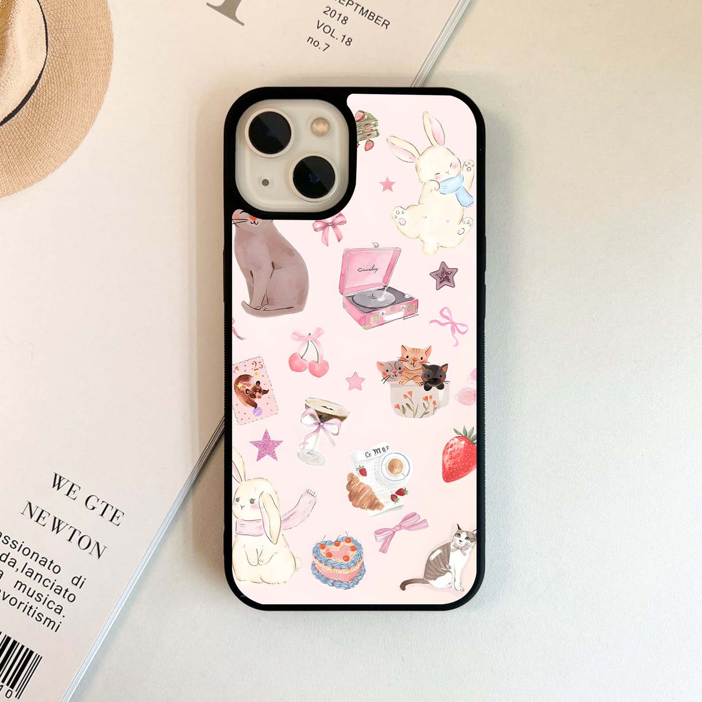 Pastel Bunny & Cat Dreams Glass Case