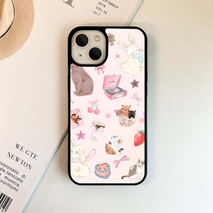 Pastel Bunny & Cat Dreams Glass Case