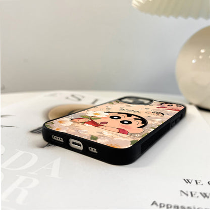 Floral Cute Shinchan Glass Case