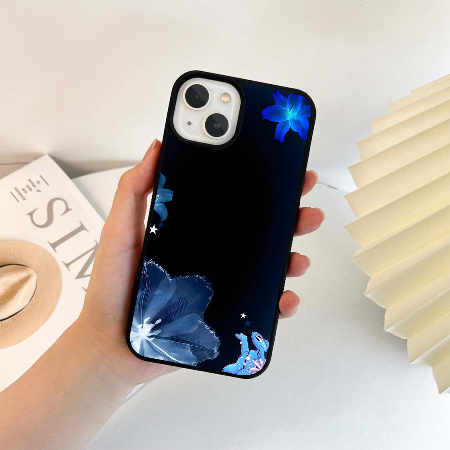 Blue Dream Flowers Glass Case