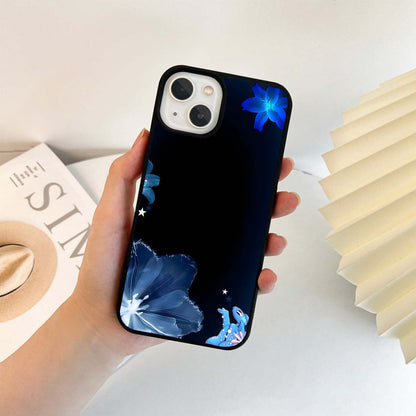 Blue Dream Flowers Glass Case