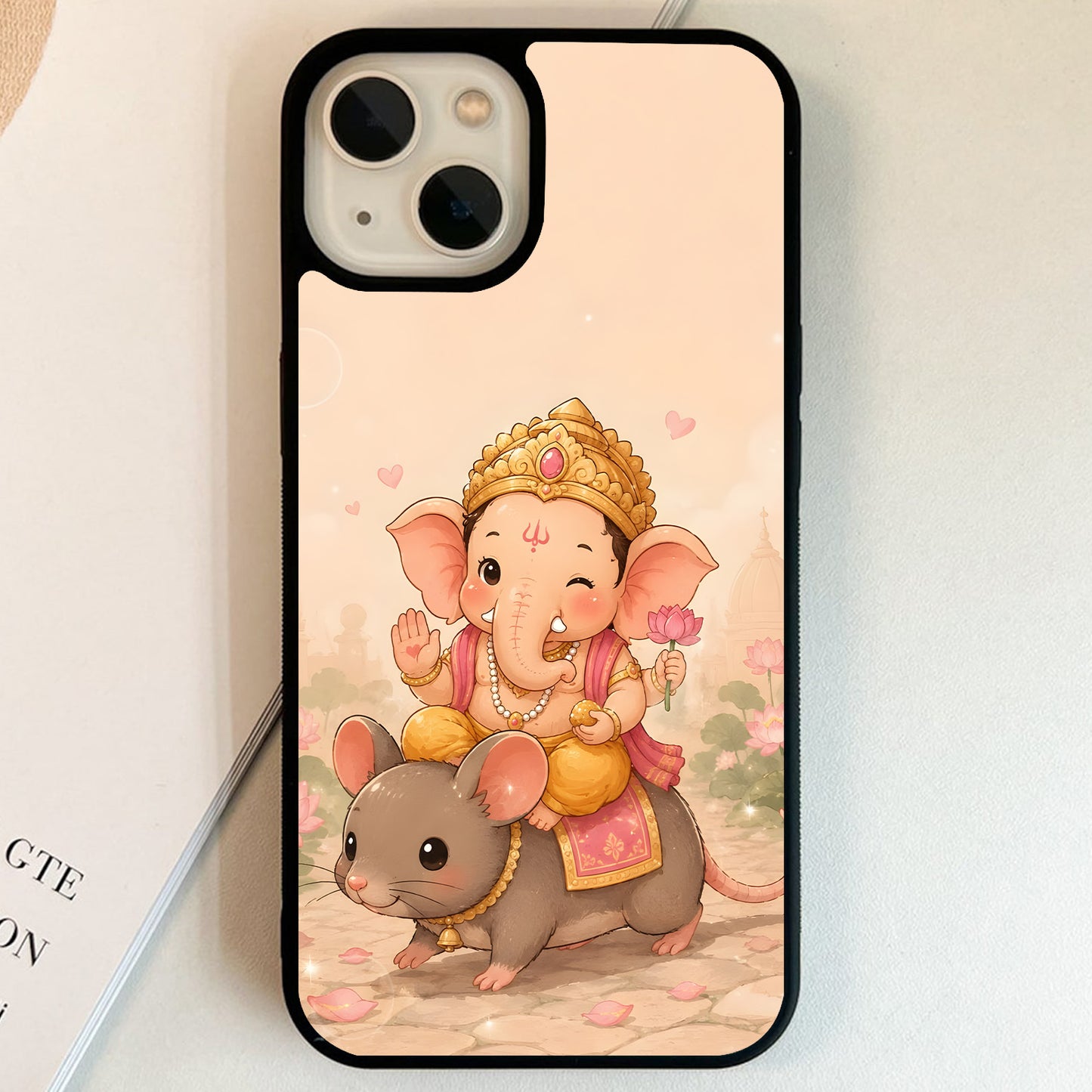 Cute Ganesha Mouse Ride Glass Case