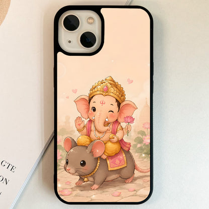 Cute Ganesha Mouse Ride Glass Case