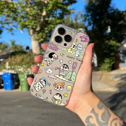 Cute Doodle Shinchan Clear Silicon Cover