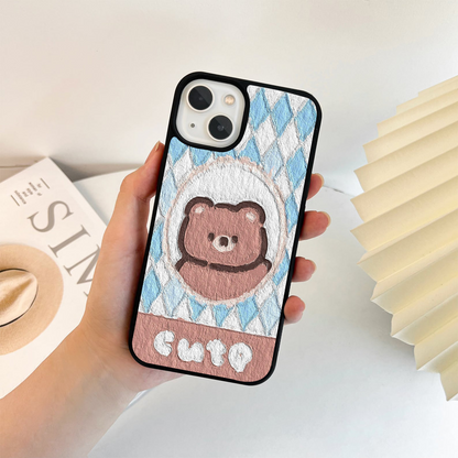 Harlequin Bear Charm Glass Case