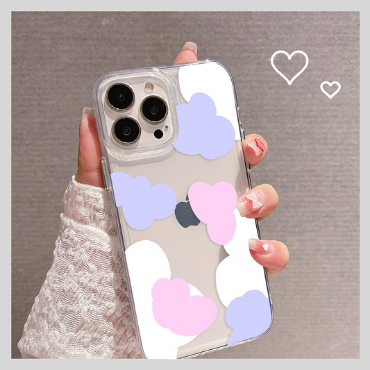 White and Pink Clouds Clear Silicon Case Cover