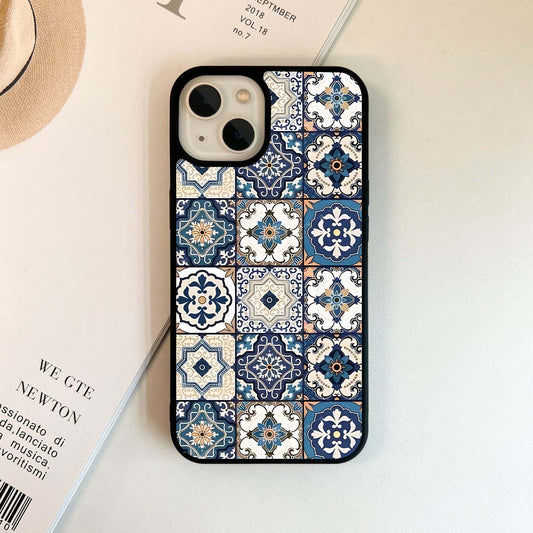 Navy Tile Elegance Glass Case