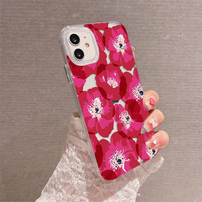 Pink Bloomig Flower Clear Silicon Case Cover